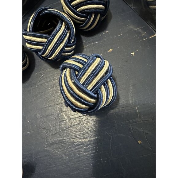 Braided Woven Napkin Rings Balls Blue Set of 12 - Picture 3 of 5